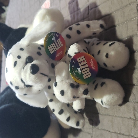 Two stuffed Animal-Dalmation mom and pup and Russ Berrie Black kitty Shadow - Picture 2 of 7